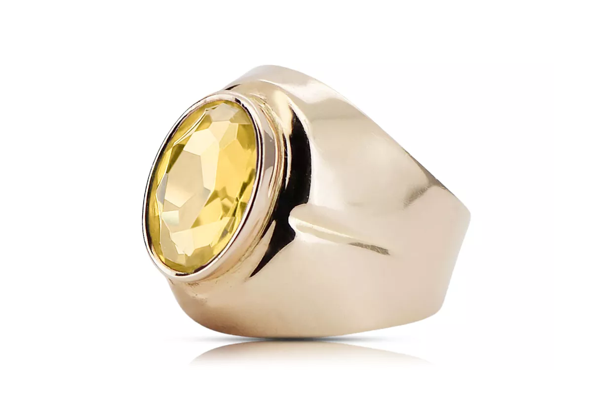 Prsten vinobraní šperky žlutý Perydot Původní vinobraní 14k produkt s růžovým zlatem VRC296r